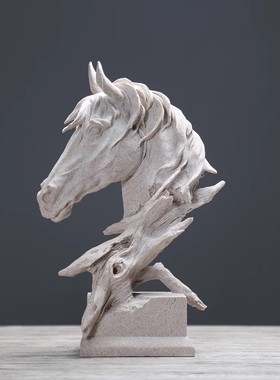 北欧美式创意马头摆件家居饰品工艺品客厅酒吧玄关小摆设艺术品
