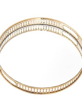 托盘金属装饰轻奢收纳北欧茶几品客厅风镜面盘玻璃摆件桌面样板房