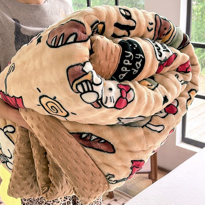 A+兔兔绒豆豆被三层夹棉加厚毛毯毯子牛奶绒冬被泡泡保暖被子被芯,淘宝优惠券,粉丝福利购,淘宝优惠卷