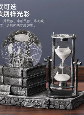 水晶球沙漏摆件家居创意房间饰品电视柜酒柜桌面装饰客厅自动飘雪