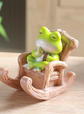 可爱青蛙治愈解压小摆件手机支架办公室工位情绪稳定桌面装饰礼物
