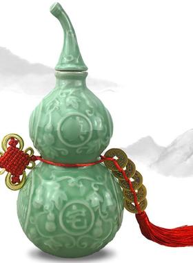 简约陶瓷葫芦摆件厨房在西北角火烧天门男主人乾位五帝钱装饰挂件