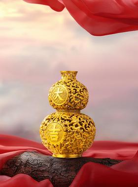 朱炳仁摆铜件福禄花开香炉套装招财盖RFI葫芦装饰开客厅玄关香薰