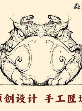 金蟾丨琢手匠原创国小风三足蟾全铜把件饰品办公室桌面迷GCH你摆