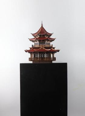 新中式古建筑八角凉亭艺术品雕塑台客厅书房办公桌软装饰品摆件