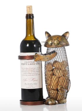 网状猫抱酒架工艺品摆件创意家居摆件样板房客厅摆件礼品