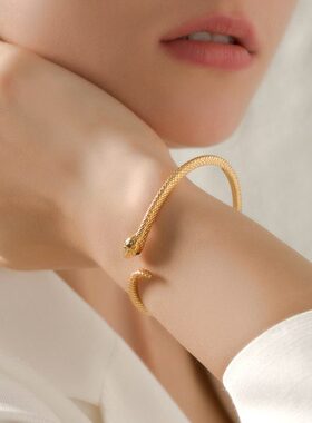 金色埃及法老的宠妃手镯女蛇简约气质百搭小众设计送女友礼物手链