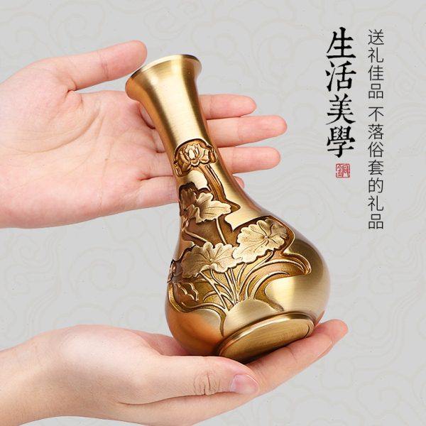 黄铜莲花瓶新中式家居室内客厅玄关柜子高档创意插花花器家居饰品,淘宝优惠券,粉丝福利购,淘宝优惠卷