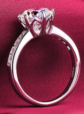 美国正品莫桑石戒指D色女仿真钻戒婚戒钻石2克拉带证书测钻笔7057