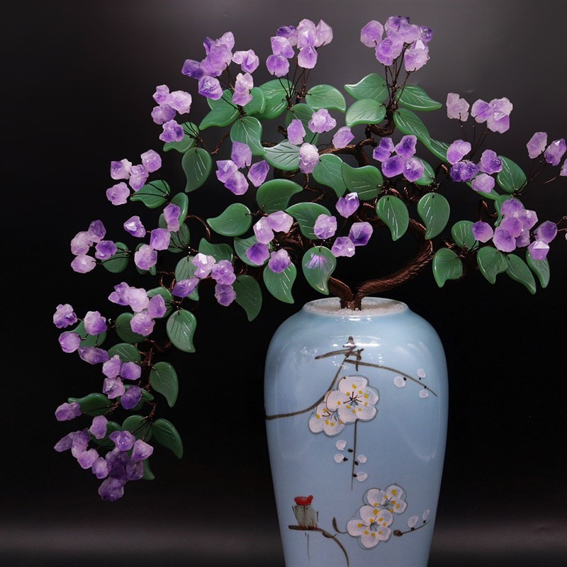 紫水晶发财树黄水晶n摇钱树家居摆件客厅玄关酒柜店铺开业乔迁送 - 图0