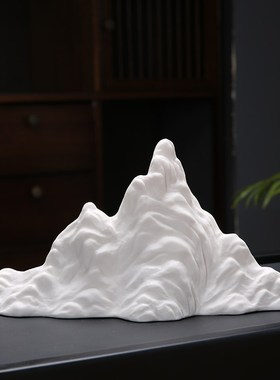 白瓷冰山假山g水景摆件微景观鱼缸造景雪山陶瓷客厅中式禅意国风