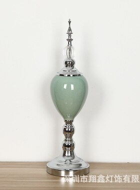 欧式铁艺美式花瓶摆件样板房餐桌电镀五金插花瓶家居软装金属摆件