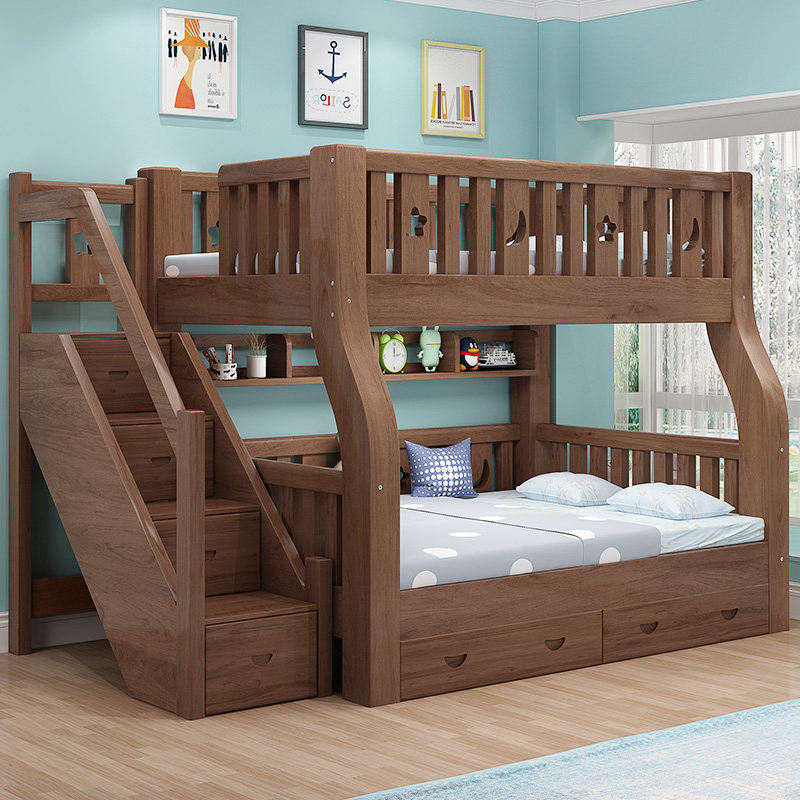 胡桃木上下床双层床两层儿童床高低床小户型子母床双人上下铺木床,淘宝优惠券,粉丝福利购,淘宝优惠卷