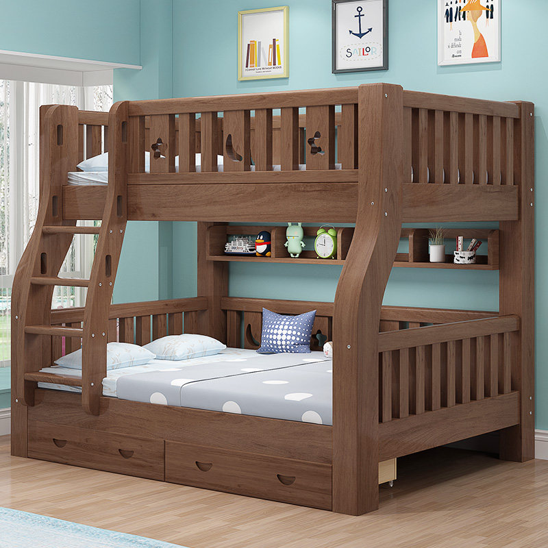 胡桃木上下床双层床两层儿童床高低床小户型子母床双人上下铺木床,淘宝优惠券,粉丝福利购,淘宝优惠卷