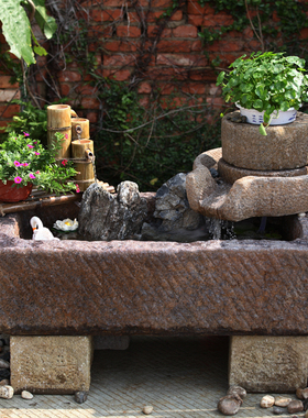 中式庭院假山流水景观喷泉阳台招财鱼池户外花园装饰造景水池摆件