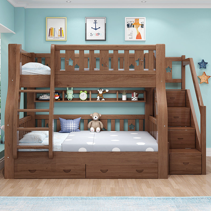 胡桃木上下床双层床两层儿童床高低床小户型子母床双人上下铺木床,淘宝优惠券,粉丝福利购,淘宝优惠卷