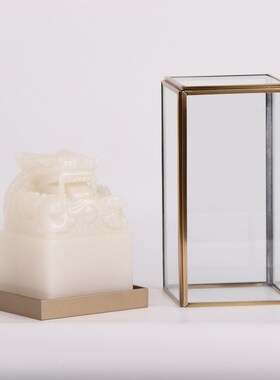 新中式白色龙印玉玺摆件样板间书房书桌玄关博古架动物装饰品摆设