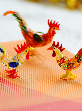 玻璃工艺品动物摆件十二生肖鼠牛虎兔龙蛇马羊猴鸡狗猪装饰品摆设