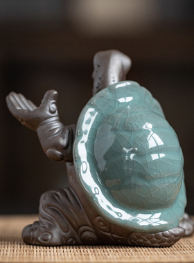 创意乌龟陶瓷动物笔搁置笔托架文房四宝茶桌桌面个性长寿龟摆件