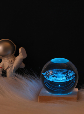 七彩发光水晶球摆件桌面圆球装饰品送女生男友闺蜜圣诞节生日礼物