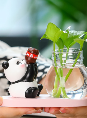 治愈卡通水培花瓶客厅卧室书桌家居玄关电视柜办公室装饰品小摆件