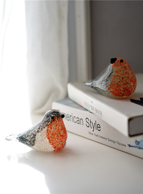 彩色琉璃手工玻璃小鸟摆件欧洲美洲田园风台面桌面装饰品乔迁礼品