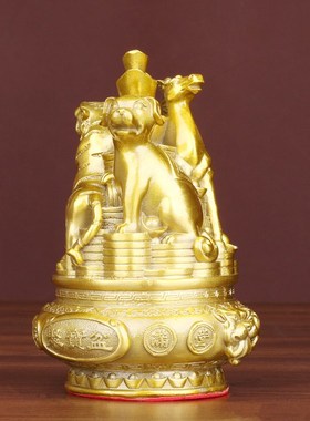 黄铜三合一十二生肖摆件铜鼠牛虎兔龙蛇马羊猴鸡狗猪12全套工艺品