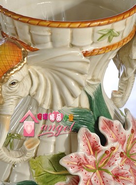 欧式招财大象陶瓷花瓶花器家居饰品結婚礼品摆件婚庆玄关客厅摆件