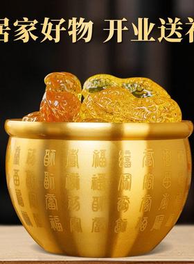 黄铜米缸百福缸纯铜缸大罐小缸聚宝盆铜缸财富缸客厅店铺桌面摆件