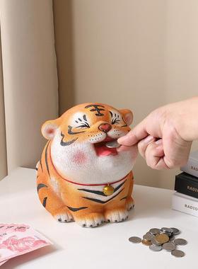 网红生肖老虎摆件大容量存钱罐祇进不出礼物吉祥物创意工艺装饰品