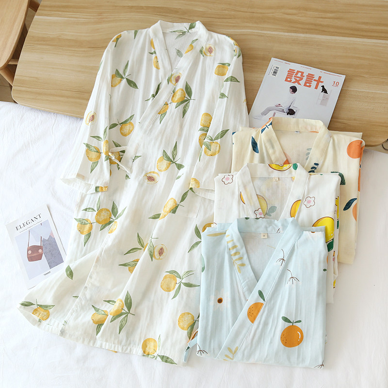 春秋季夏天睡袍女日式纯棉纱布中长款浴袍和服宽松汗蒸服系带睡裙,淘宝优惠券,粉丝福利购,淘宝优惠卷