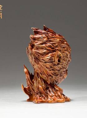 《小悟空头》铜金岁月全黄铜摆件新中式工艺品书房桌面装饰品铜器