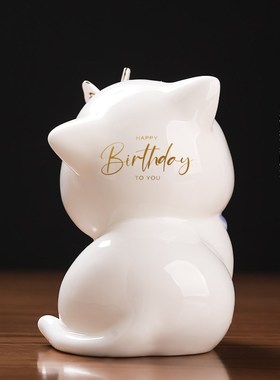 陶瓷国风手办可爱卡通猫咪摆件创意书桌办公室工位解压轻奢高级感