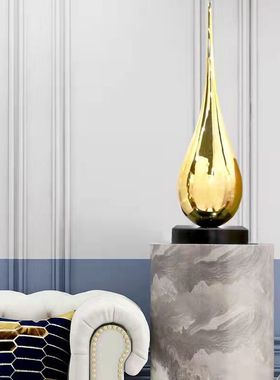 酒店大堂吊装水滴雕塑电镀挂饰商业中心样板间饰品装置玻璃钢摆件