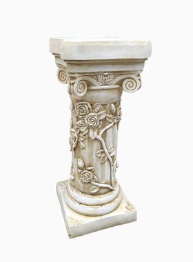 复古做旧欧式罗马柱花盆底座花架石膏料装饰柱子落地摆件雕像底座