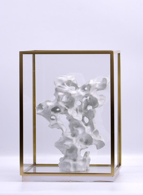 新中式太湖石陶瓷摆件软饰品样板房客厅办公室书房博古架子工艺品