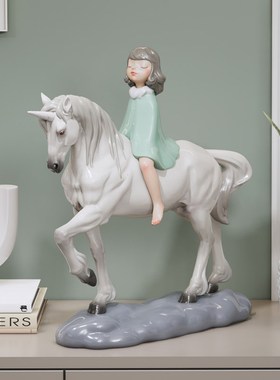 蓝色蜗牛《勇敢的心》艺术雕塑马摆件客厅玄关家居装饰品创意礼物