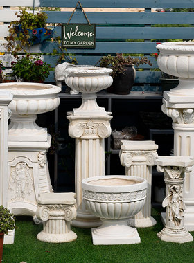 欧式罗马柱花园装饰庭院摆件花盆底座天使人物雕塑丘比特景观摆设