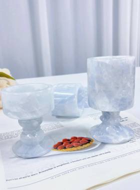 冰川蓝水晶大台然理石桌面装APA饰天石材托 托代盘香薰烛现简约花