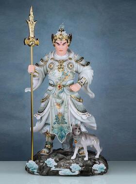 二郎二神杨戬SNG神像用供奉站坐摆郎真家君哮天犬天神将军汉白玉