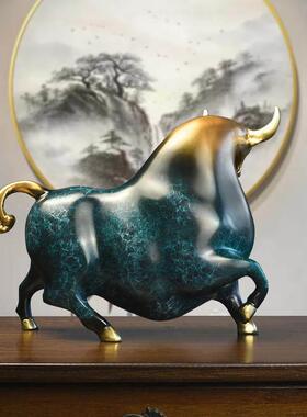 饰全铜牛摆件生肖牛艺礼品摆牛气冲天办公室摆牛势冲天设旺工市牛