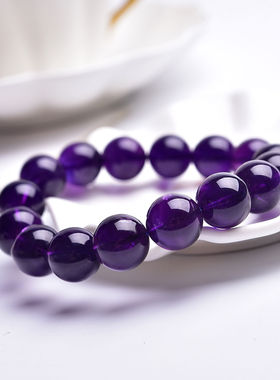 走进东非紫鹏飞水晶大颗粒单圈天然水晶紫色百搭时尚精美女款手串