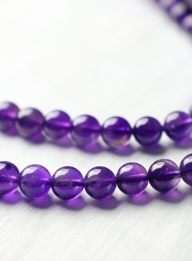 走进东非鹏飞水晶紫水晶108颗多圈手链深紫色天然水晶时尚男女款