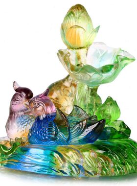 班德拉斯   鸳鸯戏水琉璃摆件新房装饰品送闺蜜朋友创意结婚礼物
