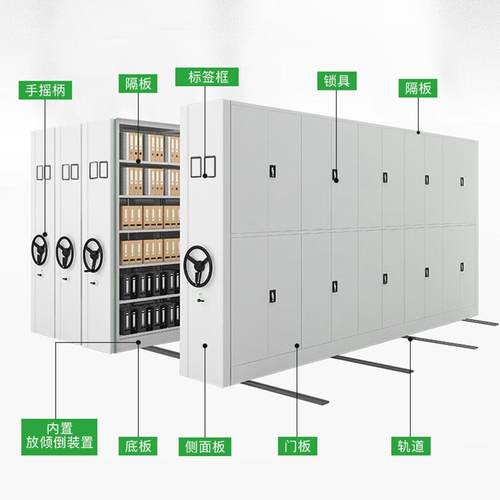 手摇移动轨道密集架电动密集架智能档案室密集柜财务资料凭证柜厂 - 图1
