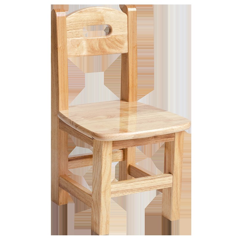 儿童实木靠背椅小椅子蒙氏教具幼儿园椅笑脸橡木座椅现代中式木椅 - 图3