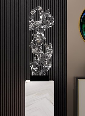 抽象艺术透明雕塑新中式太湖石落地摆件酒店大堂茶室样板间装饰品