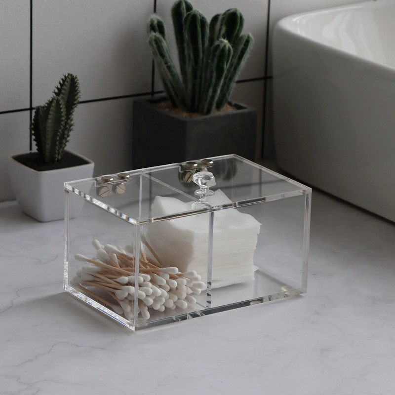 高档翻盖棉签盒化妆棉盒透明亚克力口红化妆品收纳缷妆棉酒店欧式,淘宝优惠券,粉丝福利购,淘宝优惠卷