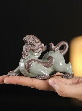 陶瓷貔貅招财摆件公母一对聚财皮丘客厅玄关酒柜办公桌面装饰