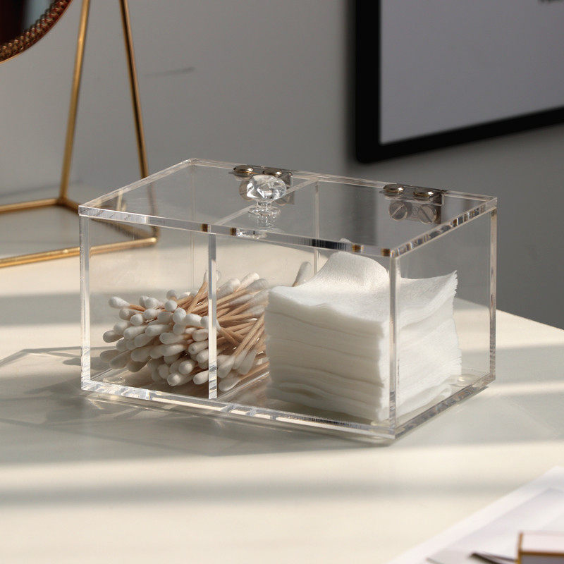 高档翻盖棉签盒化妆棉盒透明亚克力口红化妆品收纳缷妆棉酒店欧式,淘宝优惠券,粉丝福利购,淘宝优惠卷